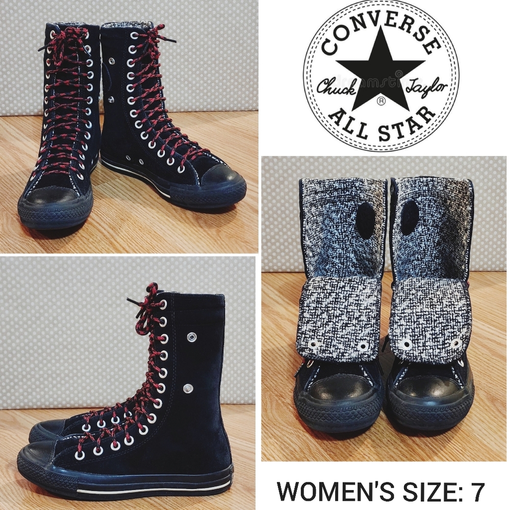 Rare/Authentic CONVERSE Extra High-Top Suede Leather Sneakers - Women's Size 7